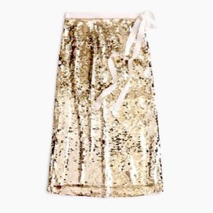 NWT J.Crew Gold Sequin Midi Skirt